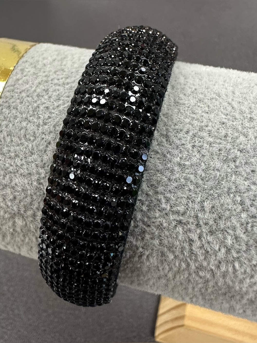 Handmade Black Crystal Pave Bangle Bracelet